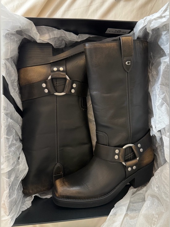 Coach Shoes - Coach Black Leather Harness Heeled Boots